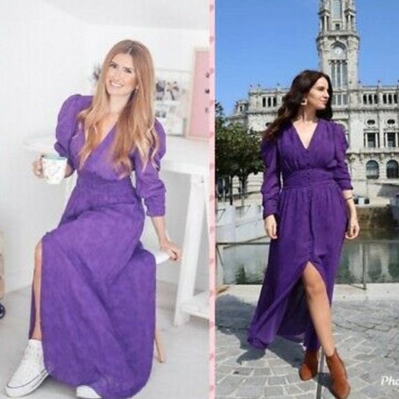 NWT ZARA Purple Jacquard Chiffon Midi Dress Bloggers Fav - Picture 3 of 7